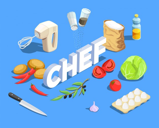 Chef Cook Isometric Background