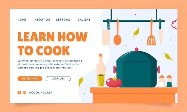 Free Vector chef and gastronomy landing page template