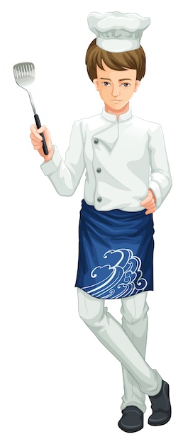 Free Vector a chef holding a kitchen utensil