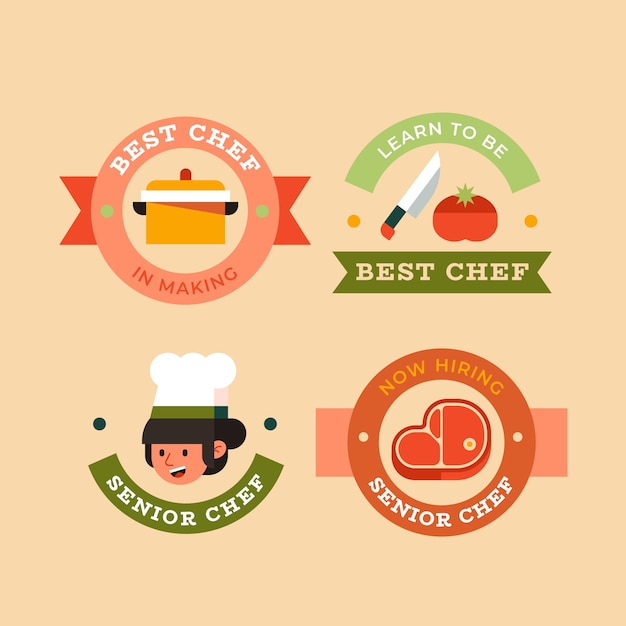 Free Vector chef occupation and career badges collection