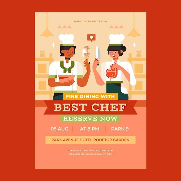 Chef occupation and career vertical poster template