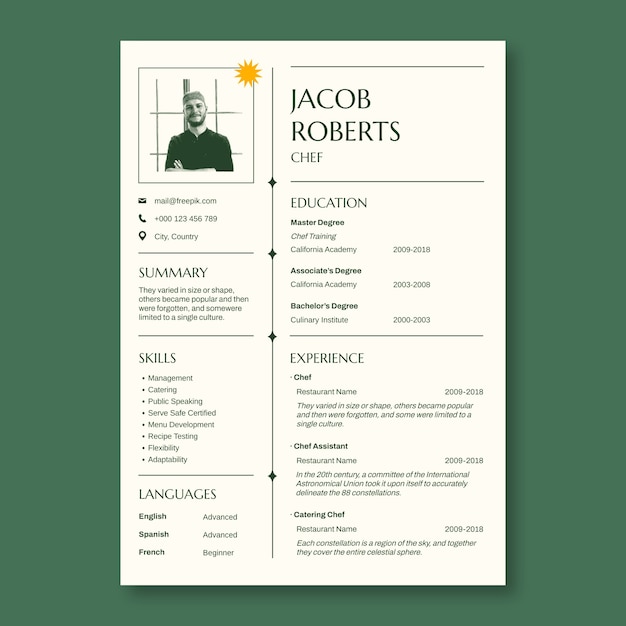 Chef resume template design