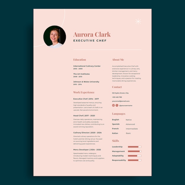 Chef  resume template design