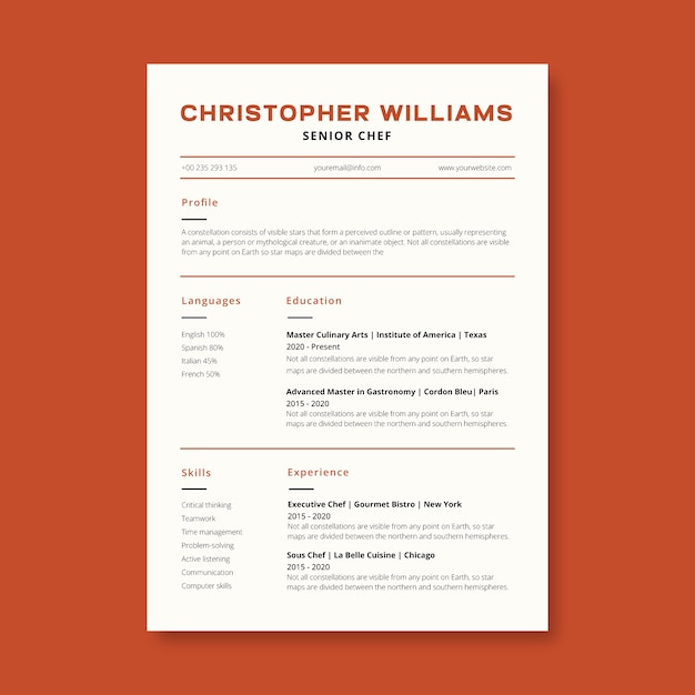 Chef  resume template design