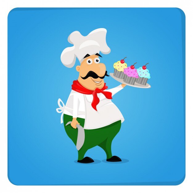 Chef with Cupcakes Illustration