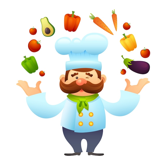 Free vector chef with vegetables