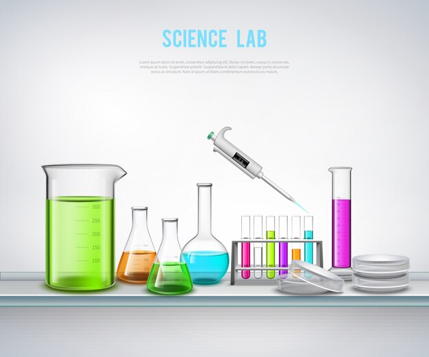 Chemical Equipment On Shelve Composition