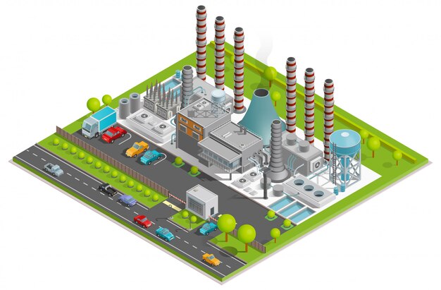 Chemical Plant Isometric illustration