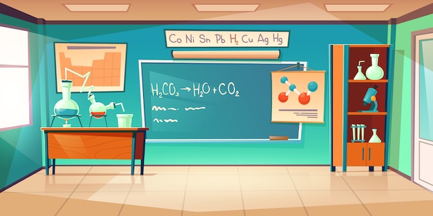 Chemistry cabinet, classroom laboratory interior