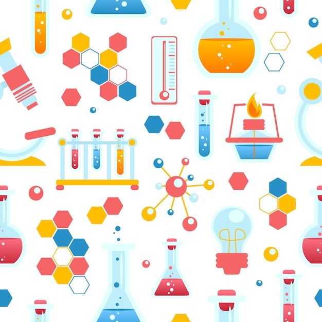 Free Vector chemistry seamless pattern