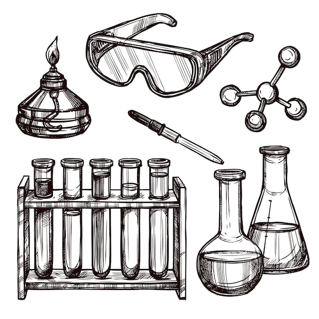 Chemistry Tools Hand Drawn Set 