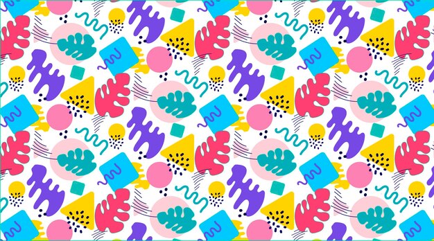 Cherful Memphis seamless pattern in handdrawn style