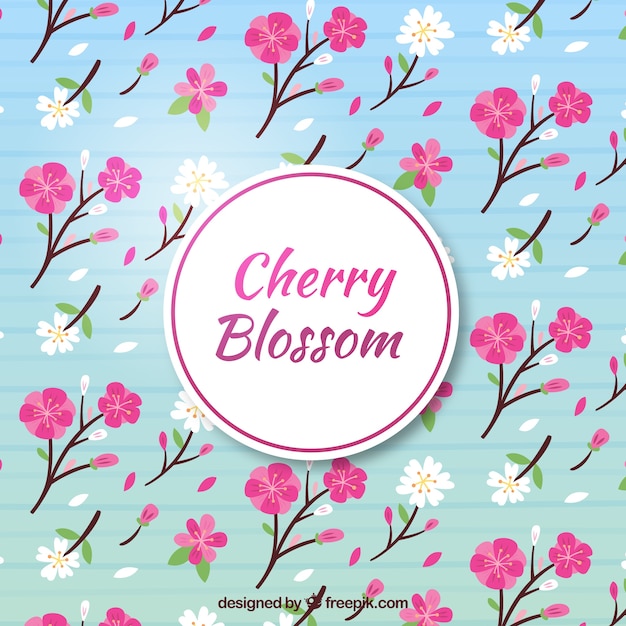 Free vector cherry blossom background in flat style