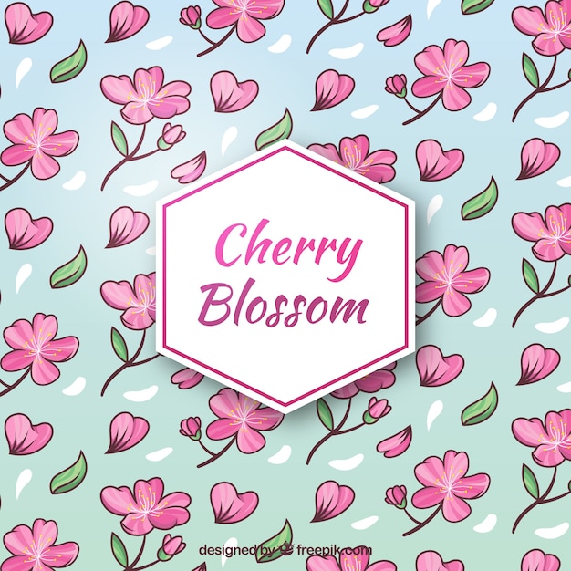 Cherry blossom background in flat style