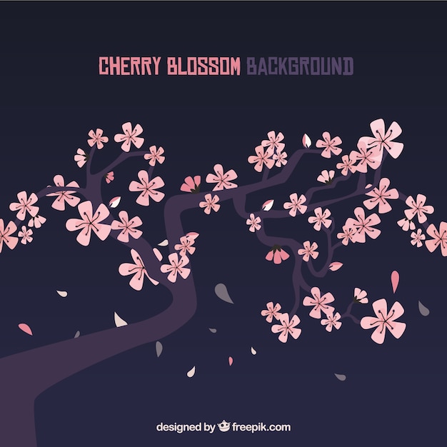 Cherry blossom background in flat style