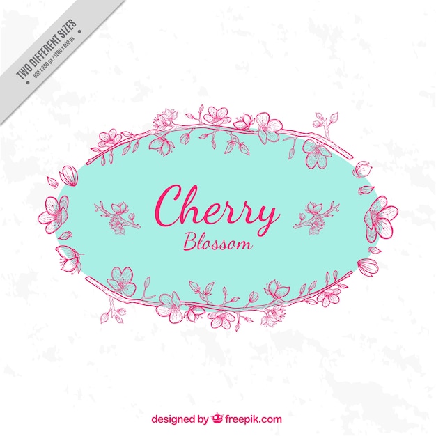 Free vector cherry blossom background with blue element