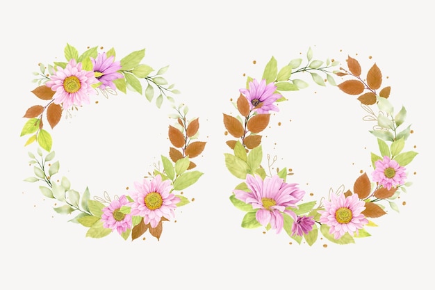 cherry blossom floral wreath illustration