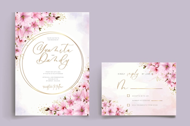 cherry blossom invitation card template