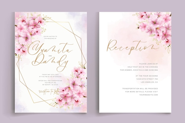 cherry blossom invitation card template