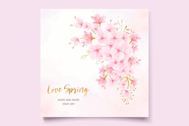 cherry blossom watercolor invitation card