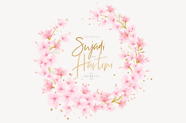 cherry blossom wreath card design