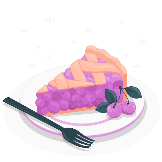 Free Vector cherry pie slice concept illustration