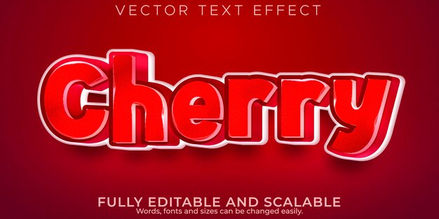 Cherry text effect editable fruit and red text style