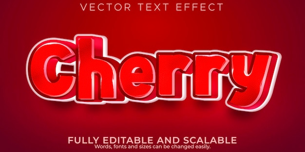 Cherry text effect editable fruit and red text style