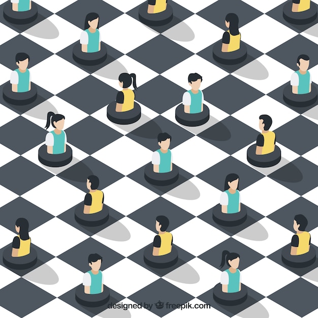 Free Vector chess background with people in isometric style