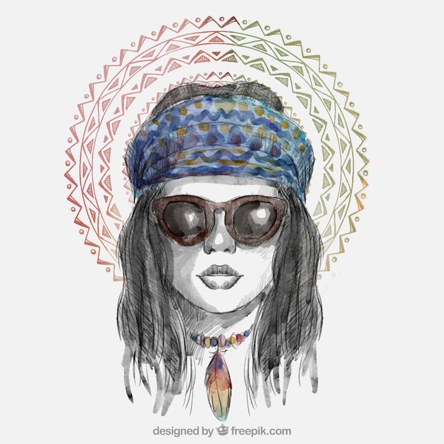 Free Vector chic girl with sunglasses