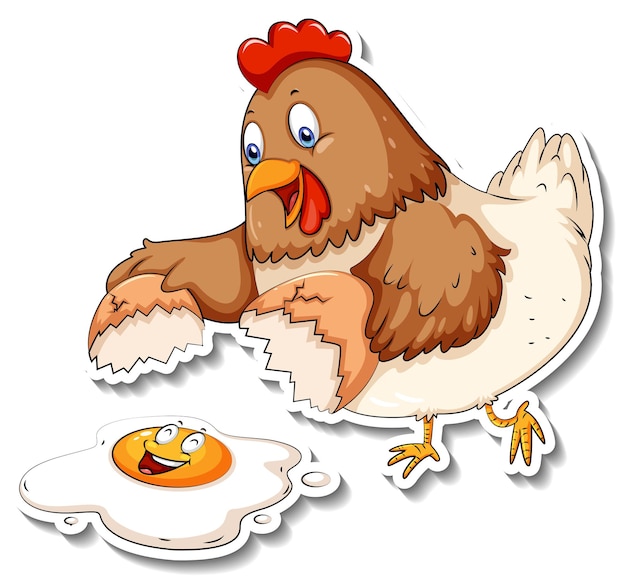 Free vector a chicken animal cartoon sticker