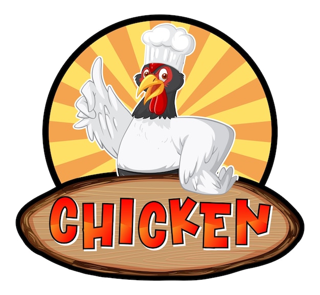 Free vector chicken chef cartoon character with chicken banner