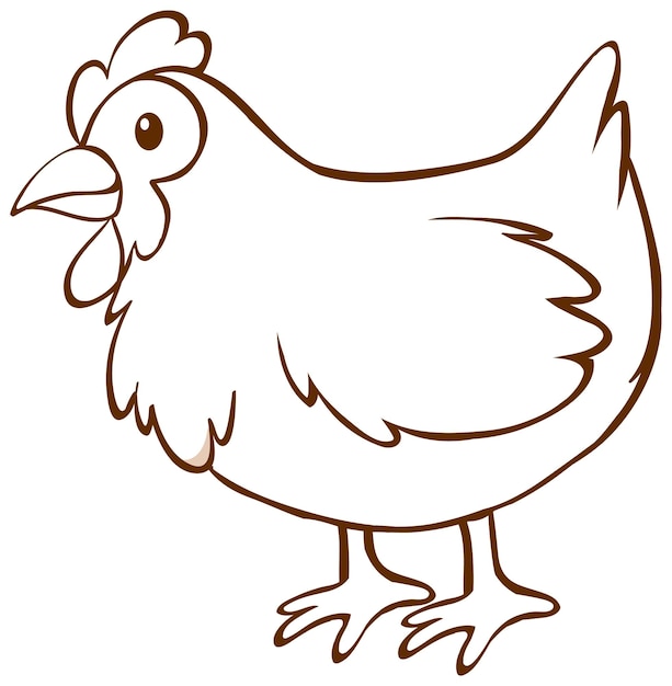 Chicken in doodle simple style on white background