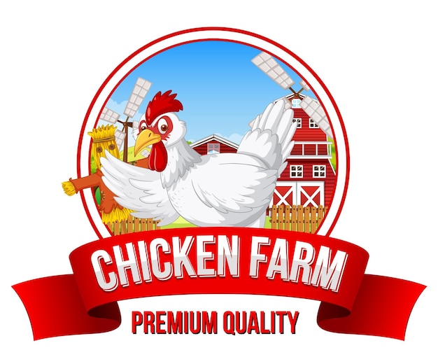 Free vector chicken farm cartoon character logo