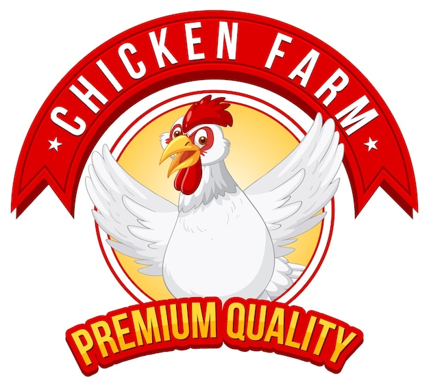 Free Vector chicken farm premium quality banner with chicken cartoon charact