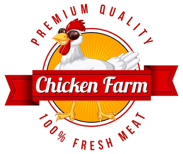 Free vector chicken farm premium quality word banner