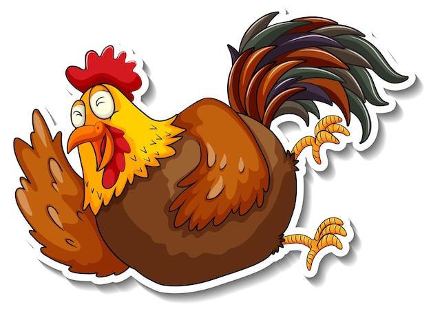 Free vector a chicken laughing animal cartoon sticker