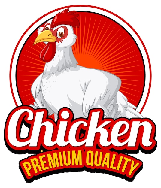 Free Vector chicken premium quality banner with chicken cartoon character