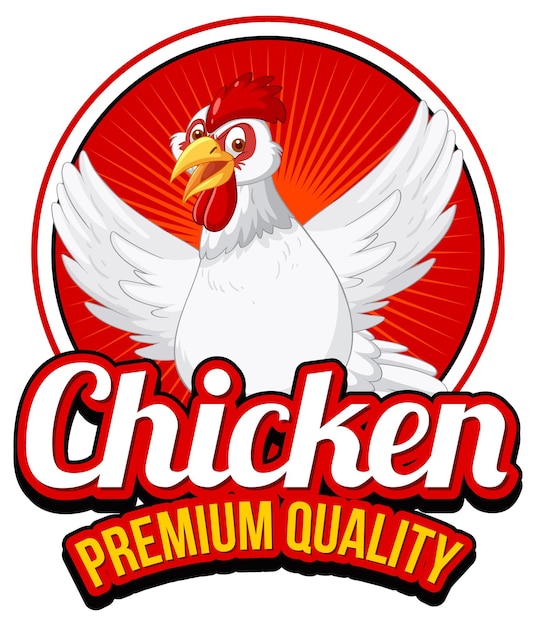 Free Vector chicken premium quality banner with chicken cartoon character