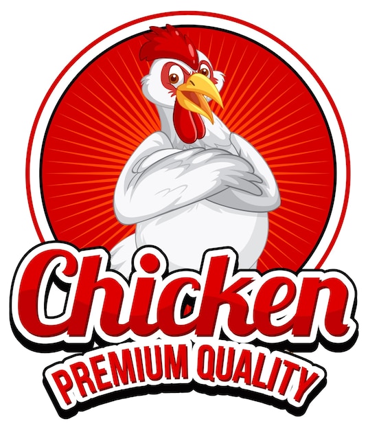 Free Vector chicken premium quality banner with chicken cartoon character