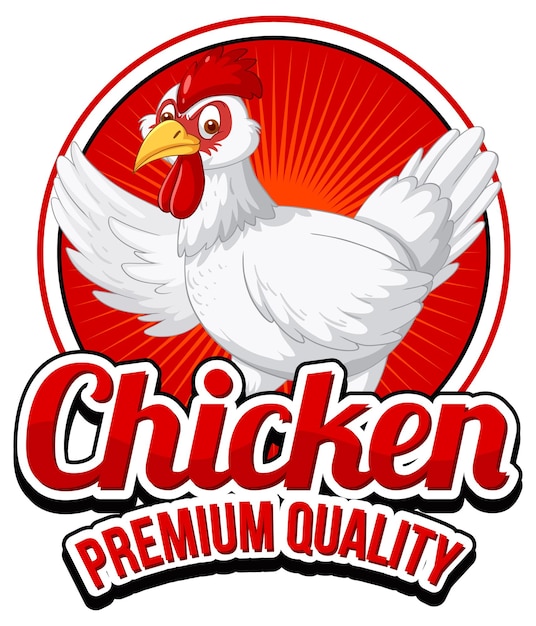 Free vector chicken premium quality banner with a chicken cartoon character