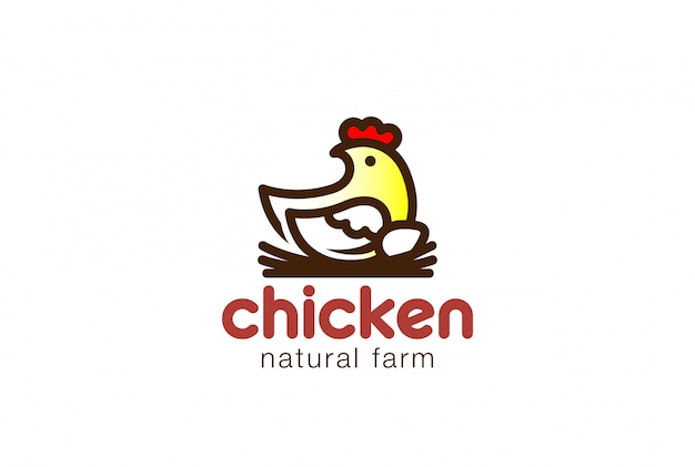 Chicken sitting on Nest Logo linear vector icon.