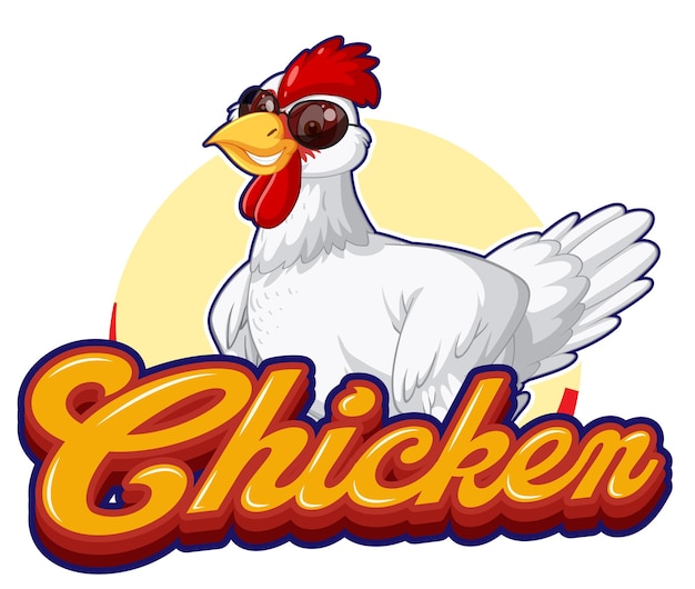 Free Vector chicken wearing sunglasses cartoon character logo