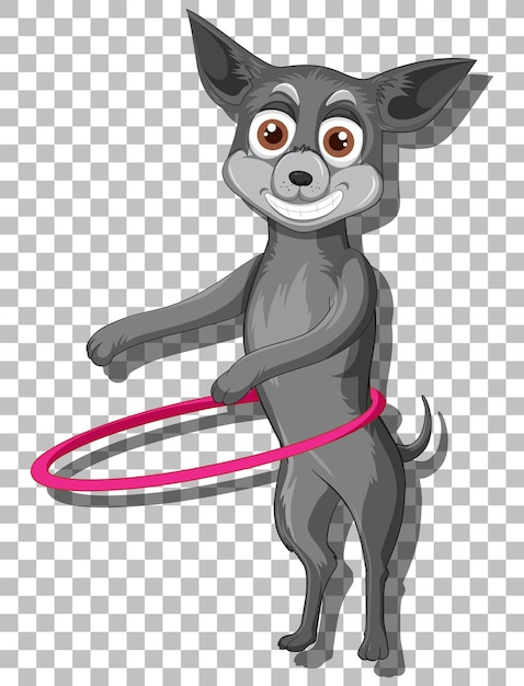 Free Vector chihuahua dog cartoon character with hula hoop