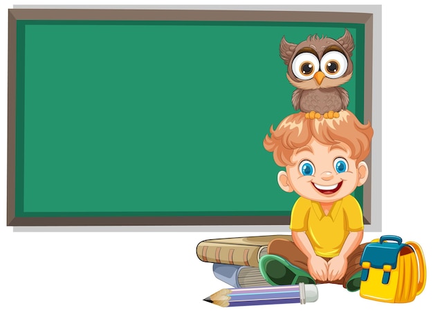 Free vector child learning with owl companion