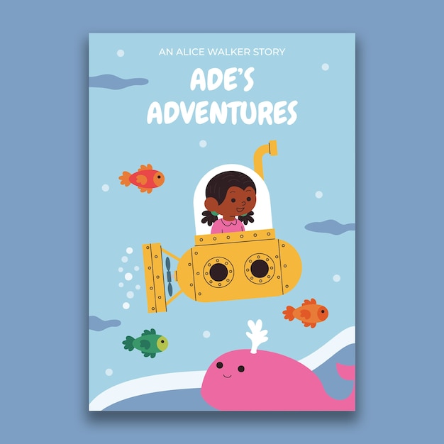 Free Vector child-like  adventures book cover