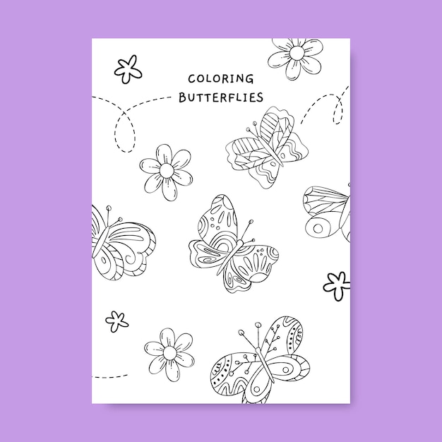 Child-like butterflies coloring spring worksheet