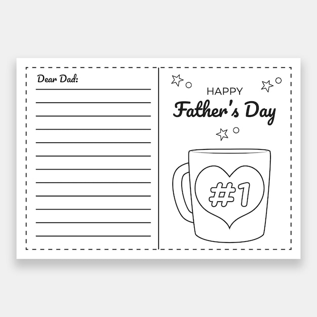 Child-like father's day card worksheet