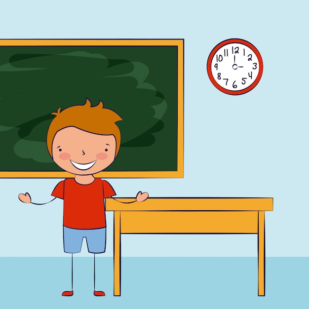 Free Vector child smiling on classroom, back to school