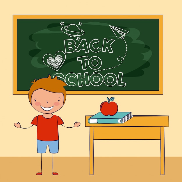 Free Vector child smiling on classroom, back to school